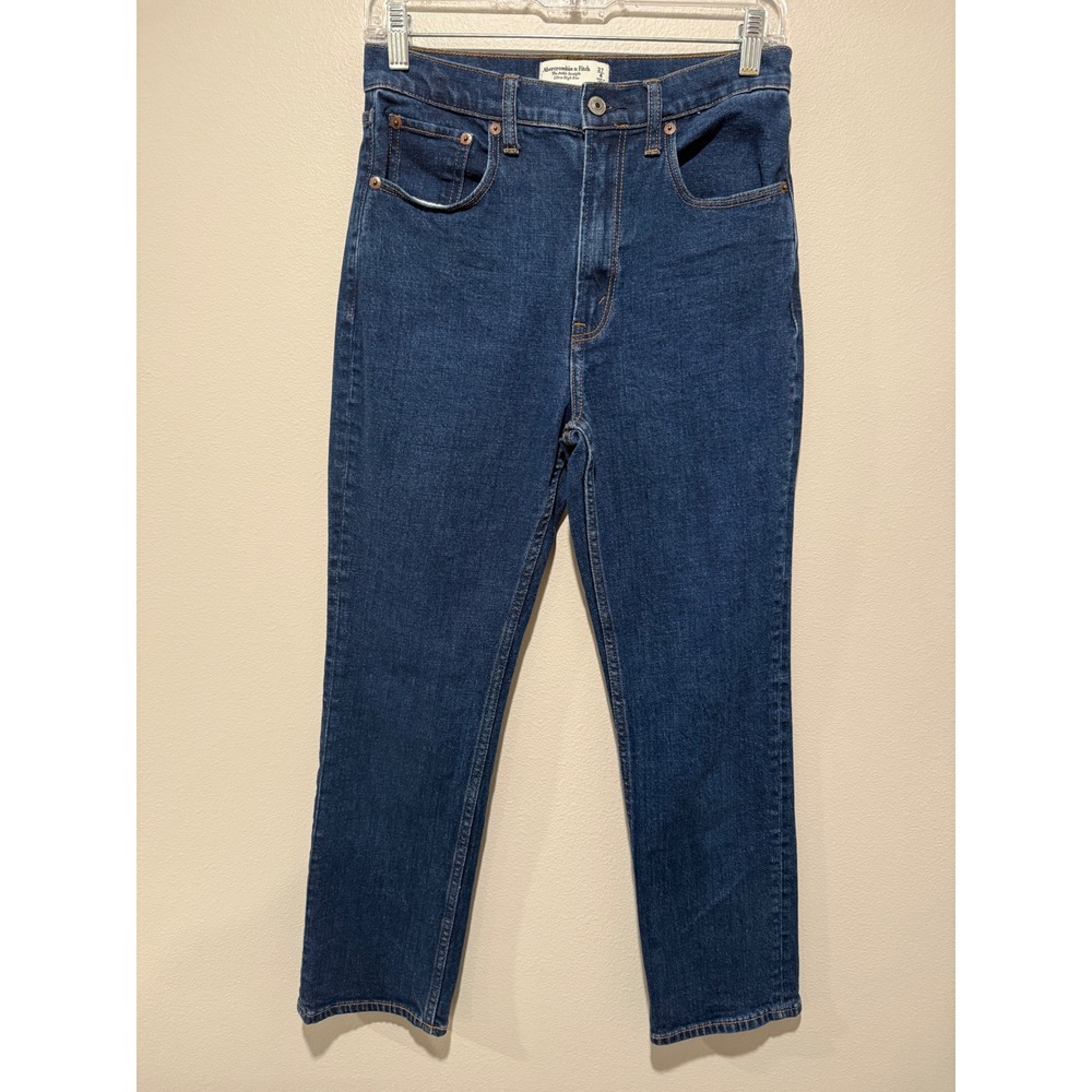 Abercrombie & Fitch Ankle Straight Ultra High‎ Rise Jeans Dark Wash Blue 27 4